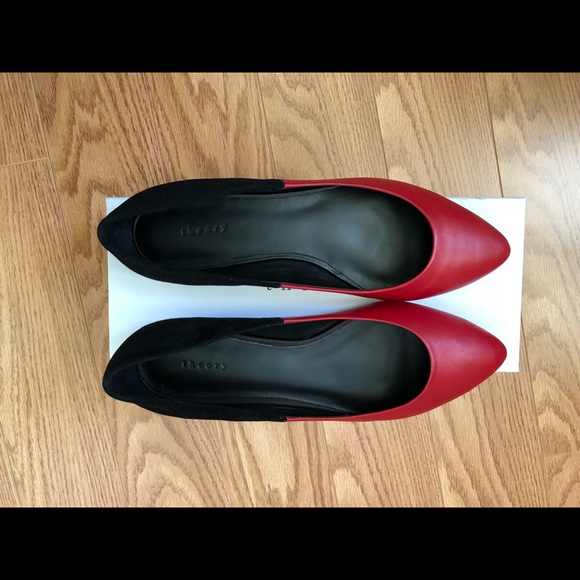 Women’s Theory black/red flat shoes. EU 38.5 - Picture 5 of 5